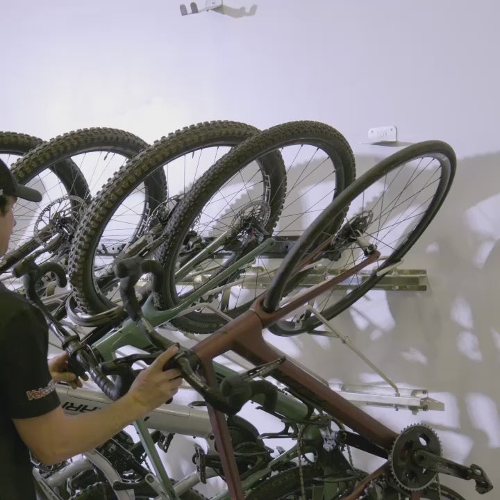Tilt & Pivot Garage Bike Rack - Hooks
